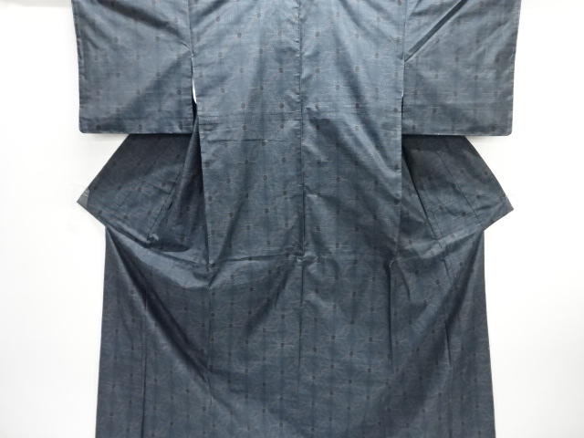 JAPANESE KIMONO / UNUSED DORO OSHIMA TSUMUGI / WOVEN ASANOHA PATTERN 